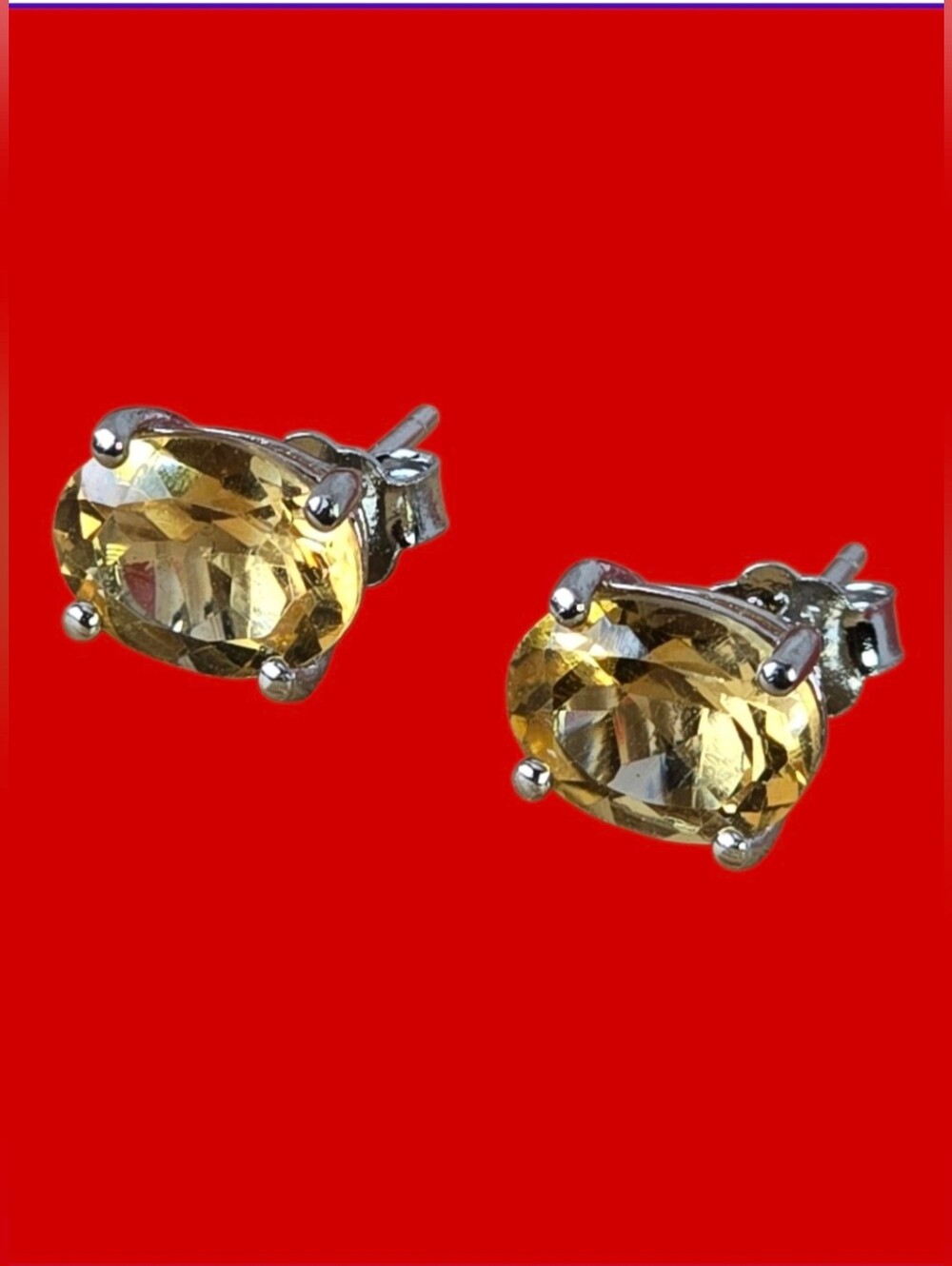 925 Sterling Silver Earrings with Brilliant-Cut Natural Citrine Gem